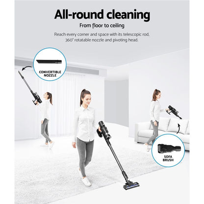 Devanti Stick Vacuum Cleaner Brushless Cordless 350W Grey-Appliances > Vacuum Cleaners-PEROZ Accessories