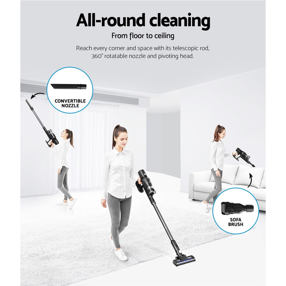 Devanti Stick Vacuum Cleaner Brushless Cordless 350W Grey-Appliances &gt; Vacuum Cleaners-PEROZ Accessories