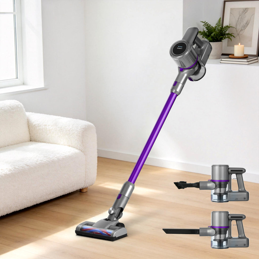 Devanti Stick Vacuum Cleaner Bagless Cordless 120W Purple-Vacuum Cleaners-PEROZ Accessories