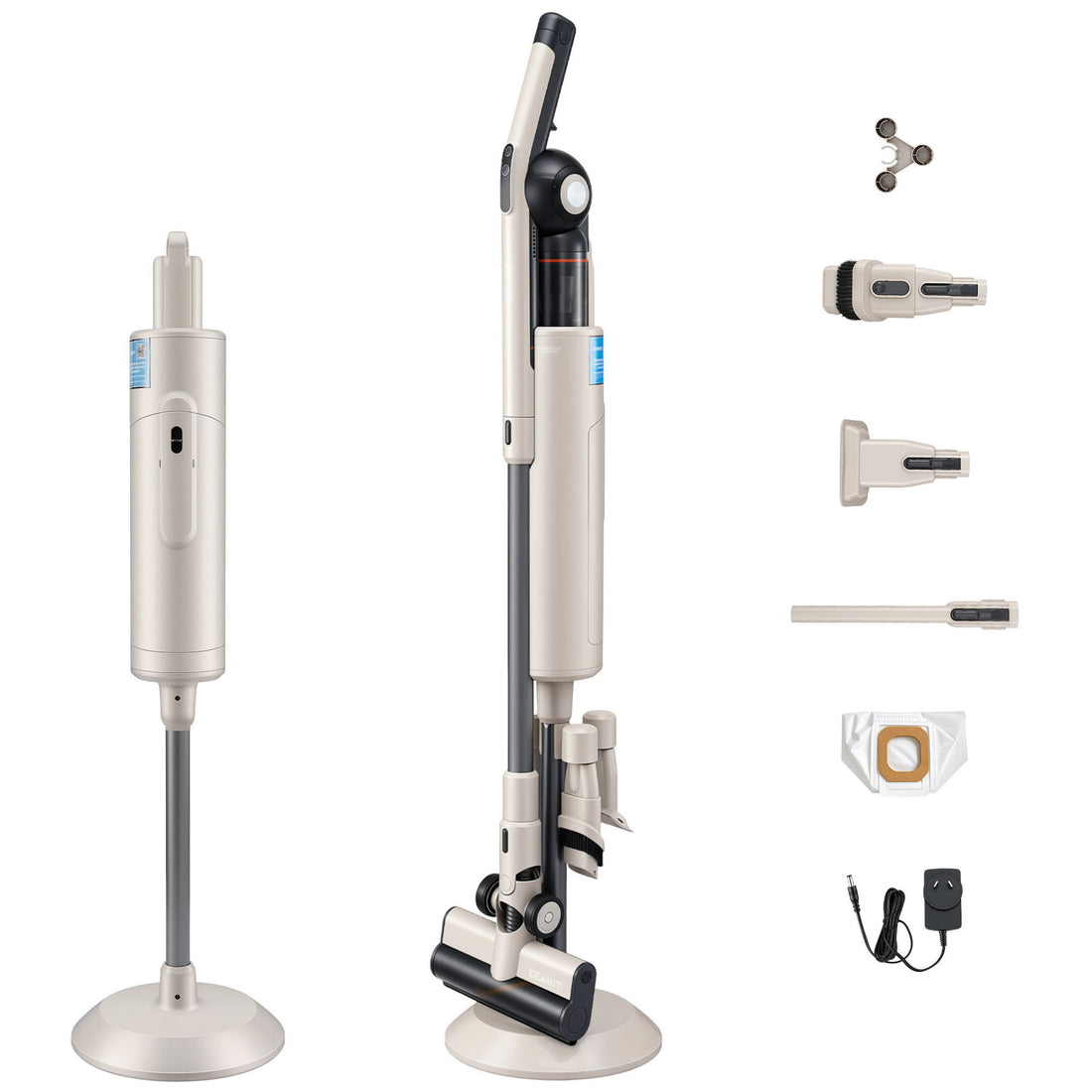 Devanti Cordless Vacuum Cleaner with Auto-Empty Dust Station, 18kPa Powerful Suction 1.05kg Lightweight 40Mins Runtime 3-Speed LED Floor Head Washable HEPA Filter Stick Vacuum, Oat-Appliances > Vacuum Cleaners > Vacuum Cleaner Accessories-PEROZ Accessories