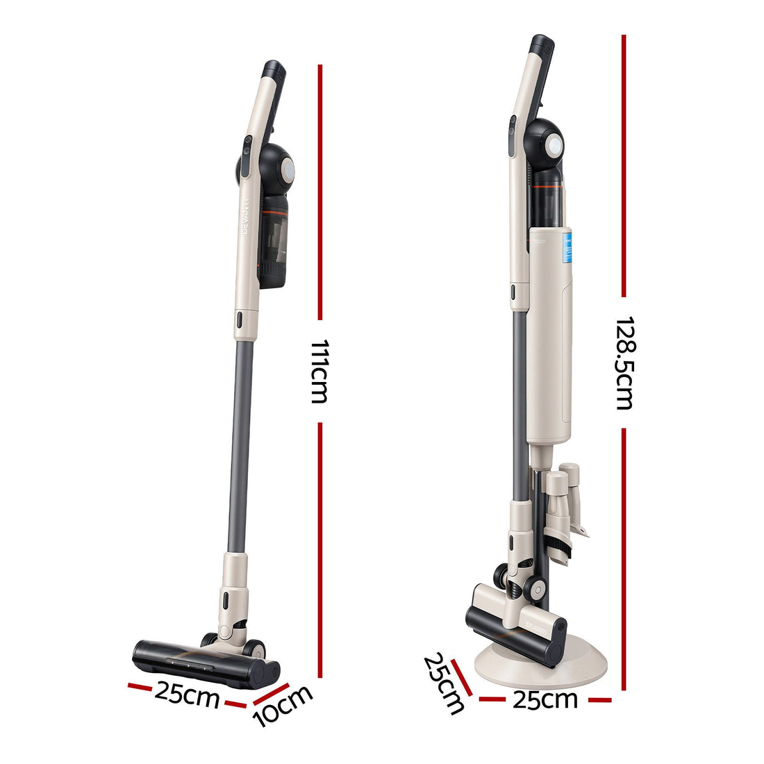 Devanti Cordless Vacuum Cleaner with Auto-Empty Dust Station, 18kPa Powerful Suction 1.05kg Lightweight 40Mins Runtime 3-Speed LED Floor Head Washable HEPA Filter Stick Vacuum, Oat-Appliances > Vacuum Cleaners > Vacuum Cleaner Accessories-PEROZ Accessories