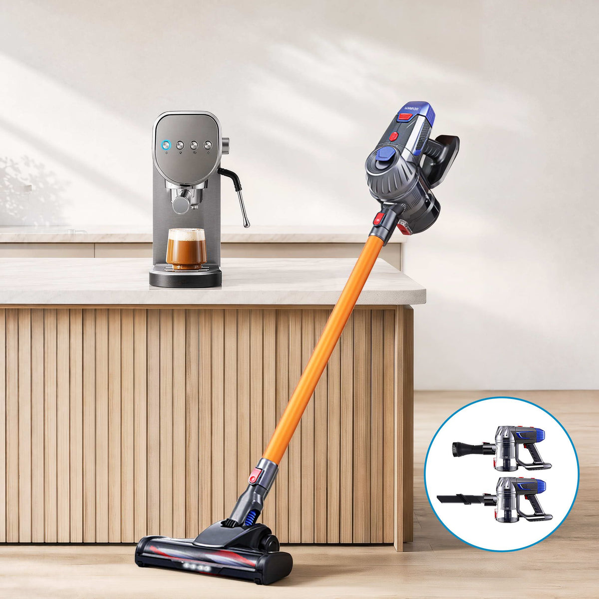 Devanti K7 Cordless Stick Vacuum Cleaner plus Coffee Maker Machine Espresso-Appliances > Vacuum Cleaners > Stick Vacuums-PEROZ Accessories