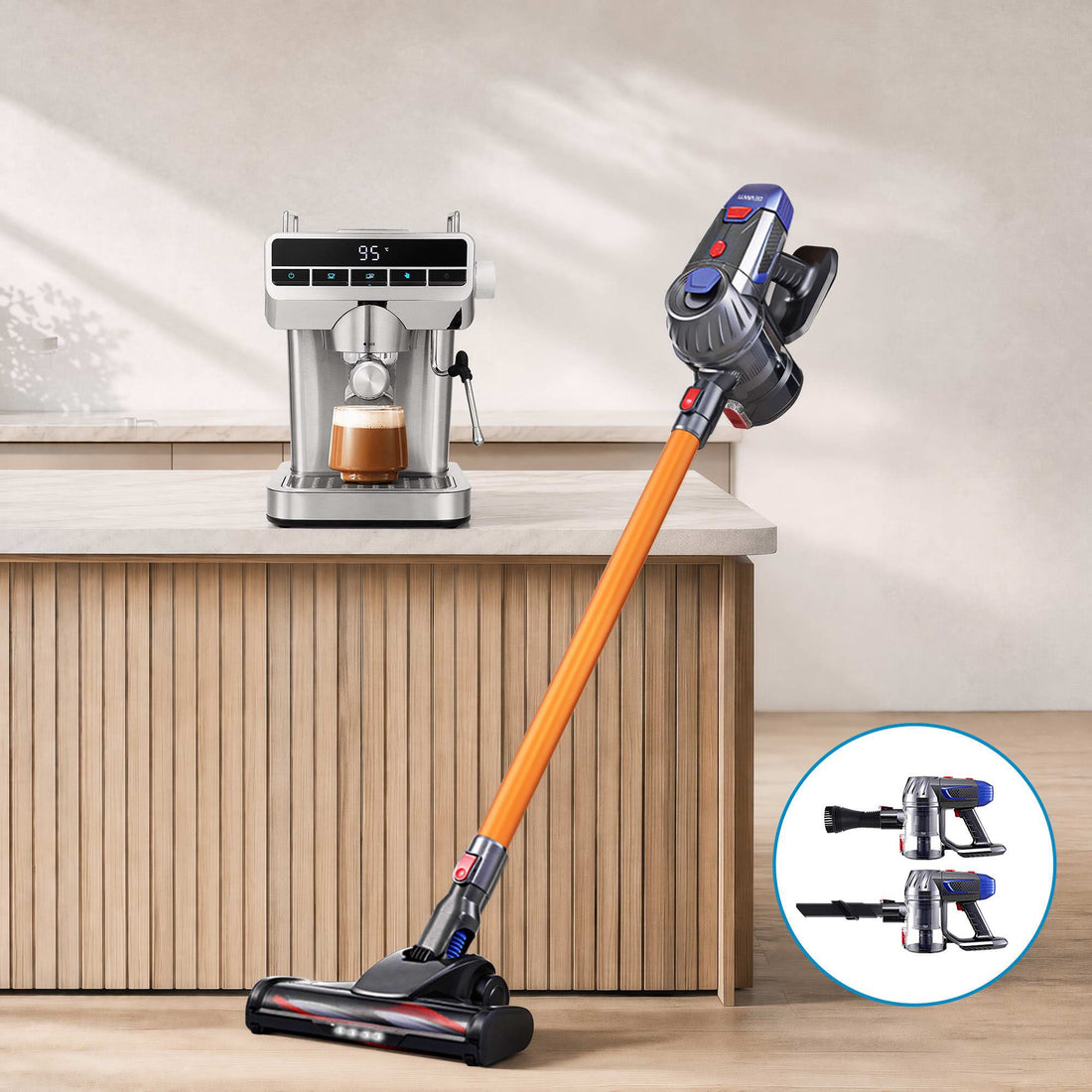 Devanti K7 Cordless Stick Vacuum Cleaner plus Coffee Maker Machine Espresso-Appliances > Vacuum Cleaners > Stick Vacuums-PEROZ Accessories