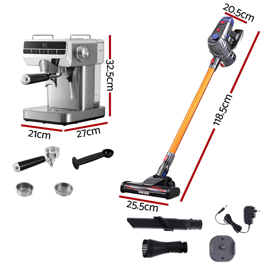 Devanti K7 Cordless Stick Vacuum Cleaner plus Coffee Maker Machine Espresso-Appliances > Vacuum Cleaners > Stick Vacuums-PEROZ Accessories