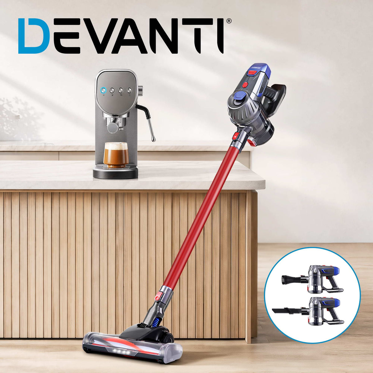 Devanti K7 Cordless Stick Vacuum Cleaner plus Coffee Maker Machine Espresso-Appliances > Vacuum Cleaners > Stick Vacuums-PEROZ Accessories