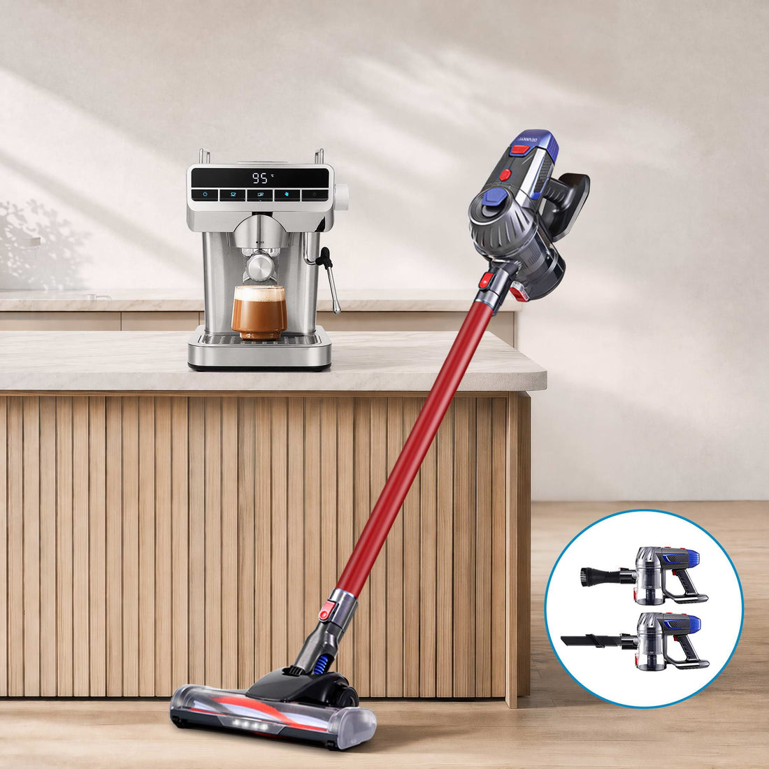 Devanti K7 Cordless Stick Vacuum Cleaner plus Coffee Maker Machine Espresso-Appliances > Vacuum Cleaners > Stick Vacuums-PEROZ Accessories