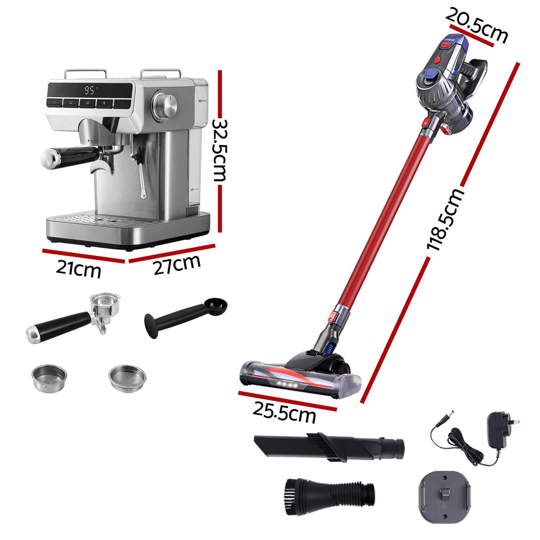 Devanti K7 Cordless Stick Vacuum Cleaner plus Coffee Maker Machine Espresso-Appliances > Vacuum Cleaners > Stick Vacuums-PEROZ Accessories