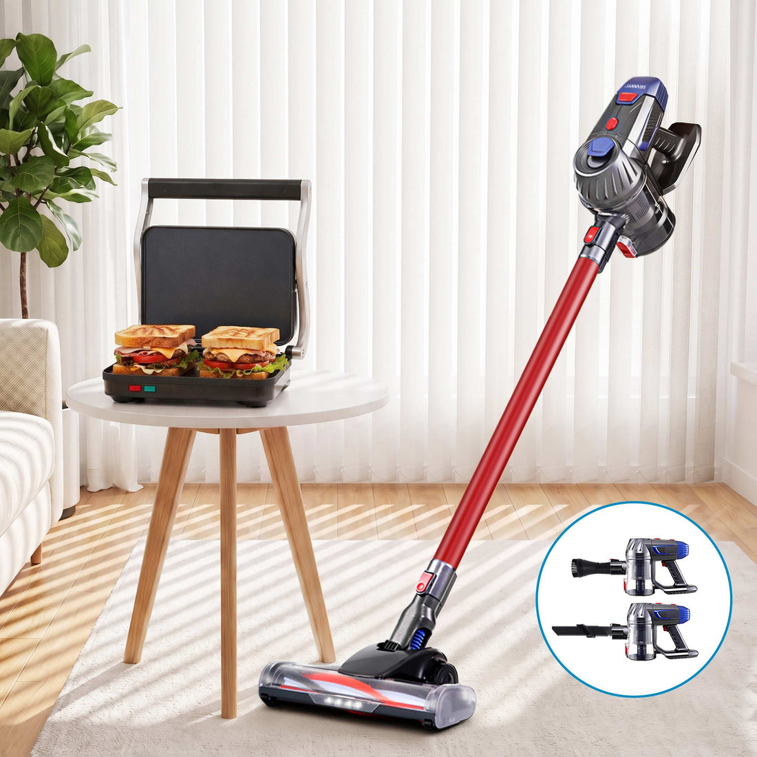 Devanti K7 Cordless Stick Vacuum Cleaner plus Sandwich Maker Panini Press-Appliances > Vacuum Cleaners > Stick Vacuums-PEROZ Accessories