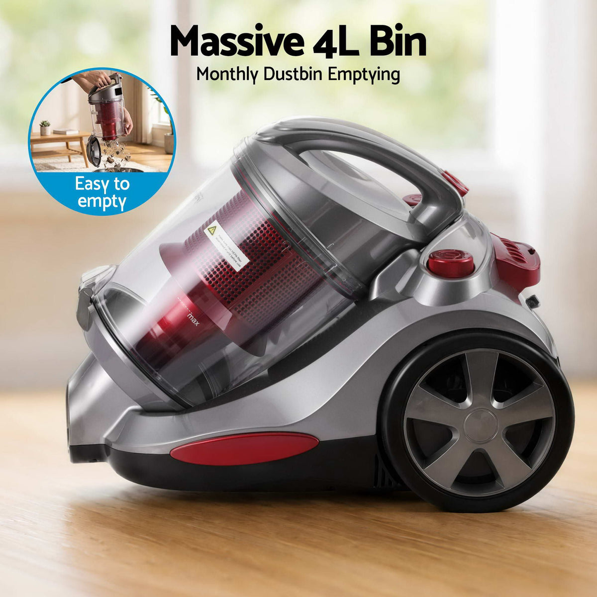 Devanti Vacuum Cleaner Bagless Canister 2000W 25kPa Powerful Suction 4L-Appliances > Vacuum Cleaners > Stick Vacuums-PEROZ Accessories