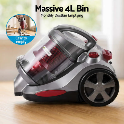 Devanti Vacuum Cleaner Bagless Canister 2000W 25kPa Powerful Suction 4L-Appliances > Vacuum Cleaners > Stick Vacuums-PEROZ Accessories