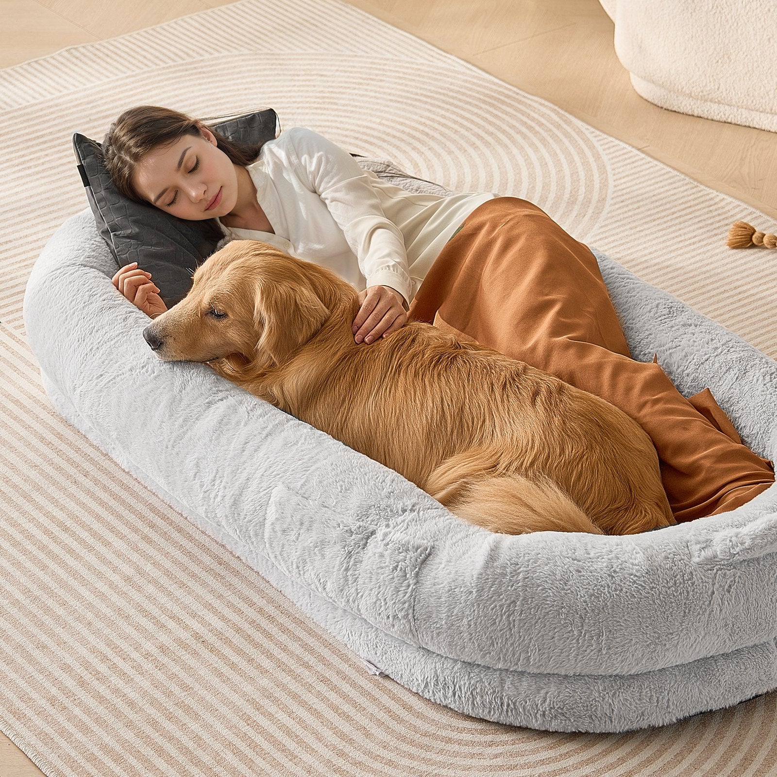 VEVOR Human Dog Bed 1720x890x250 mm Human Size Dog Bed Washable Faux Rabbit Fur-Pet Care > Dog Supplies > Dog Beds-PEROZ Accessories