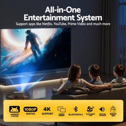 Devanti Video Project 4K 1080P Android 5G Wifi Home Cinema-Audio &amp; Video &gt; Projectors &amp; Accessories &gt; Projectors-PEROZ Accessories