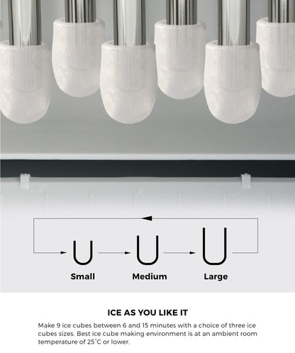 Vevare 3L Portable Ice Maker with Ice Cube Scoop 15kg Black-Ice Maker-PEROZ Accessories