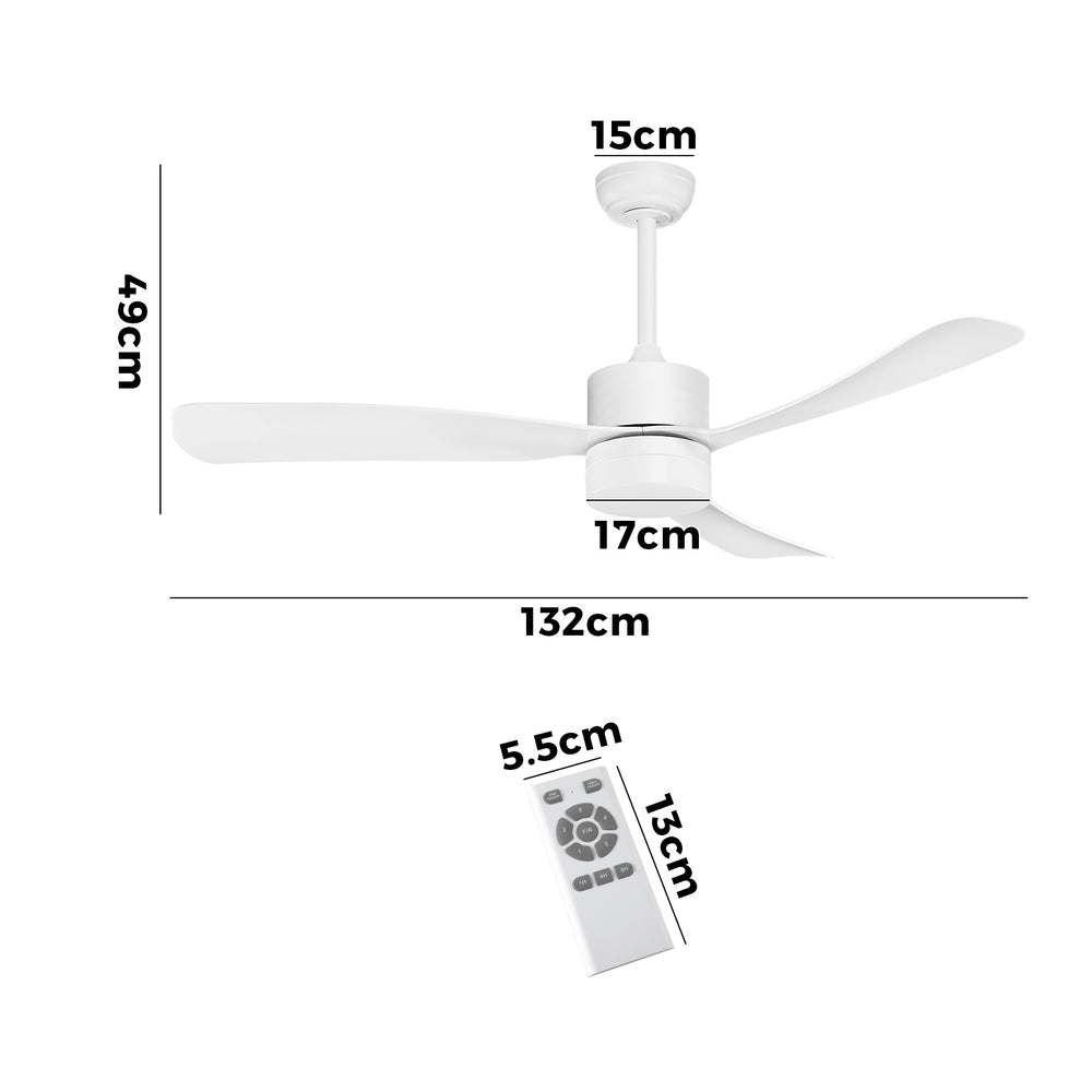Vevare 52" Ceiling Fan LED Light 5 Speed Fans Remote Control White-Ceiling Fan-PEROZ Accessories