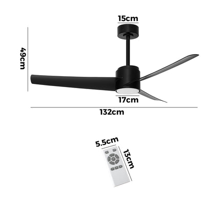 Vevare 52" Ceiling Fan With Light DC Motor Remote Control Black-Ceiling Fan-PEROZ Accessories