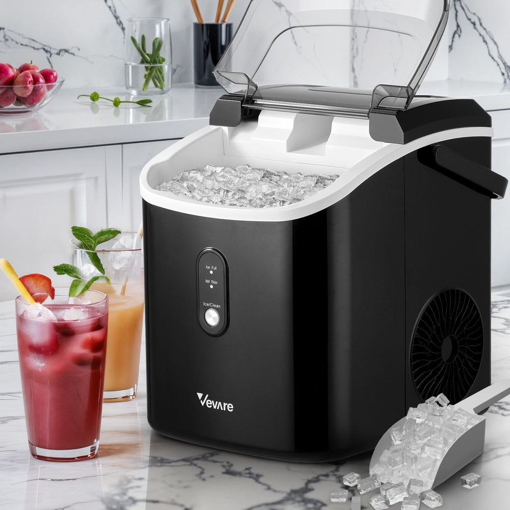 Vevare Nugget Portable Ice Maker with Ice Cube Scoop 15kg Black-Ice Maker-PEROZ Accessories
