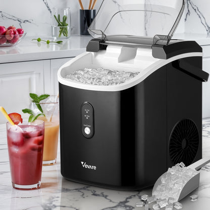 Vevare Nugget Portable Ice Maker with Ice Cube Scoop 15kg Black-Ice Maker-PEROZ Accessories