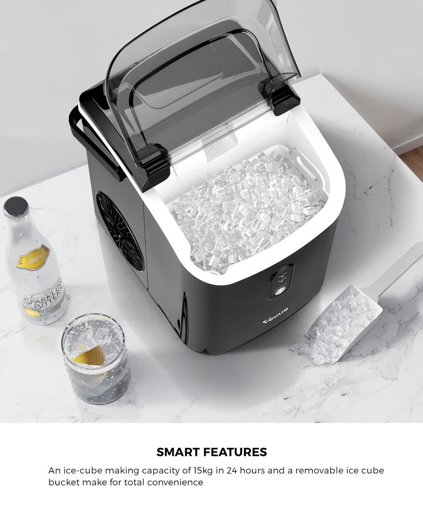 Vevare Nugget Portable Ice Maker with Ice Cube Scoop 15kg Black-Ice Maker-PEROZ Accessories