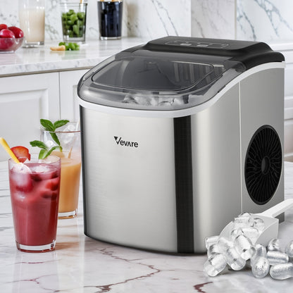 Vevare Portable Ice Maker with Ice Cube Scoop 12kg Stainless-Ice Maker-PEROZ Accessories