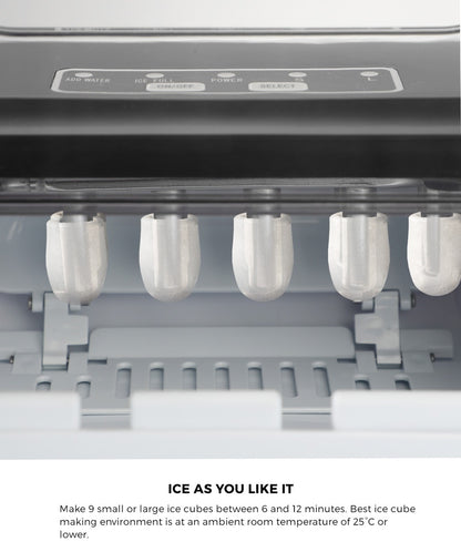 Vevare Portable Ice Maker with Ice Cube Scoop 12kg Stainless-Ice Maker-PEROZ Accessories