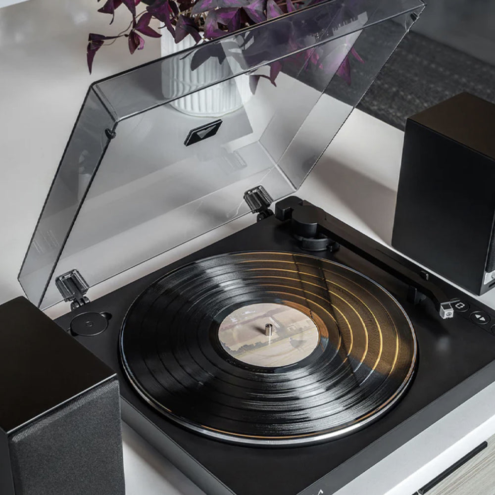 Victrola Automatic Turntable + Victrola Tempo Bookshelf Speakers Bundle - Black-Audio &amp; Video > Musical Instrument &amp; Accessories > Audio Players &amp; Recorders-PEROZ Accessories