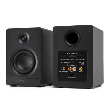 Victrola Automatic Turntable + Victrola Tempo Bookshelf Speakers Bundle - Black-Audio &amp; Video > Musical Instrument &amp; Accessories > Audio Players &amp; Recorders-PEROZ Accessories
