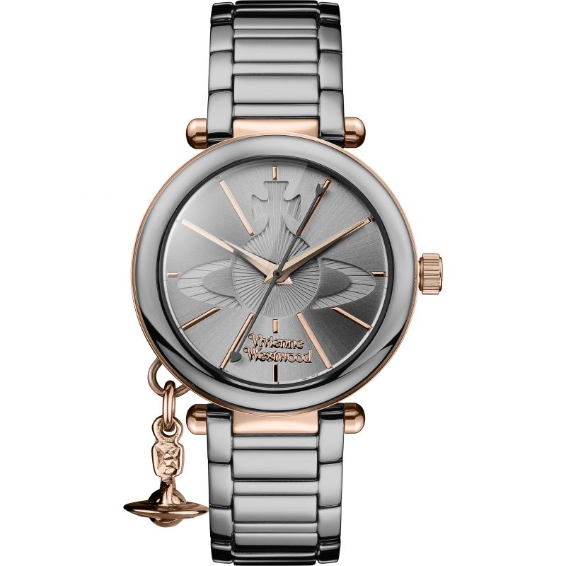 Vivienne Westwood Kensignton Watch Grey Dial &amp; Titanium Plated Ceramic Bracelet-PEROZ Accessories