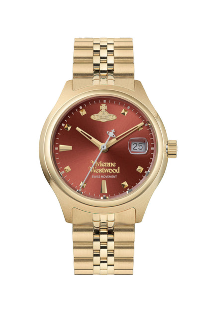 Vivienne Westwood Little Camberwell Red Dial Gold Strap Watch-PEROZ Accessories