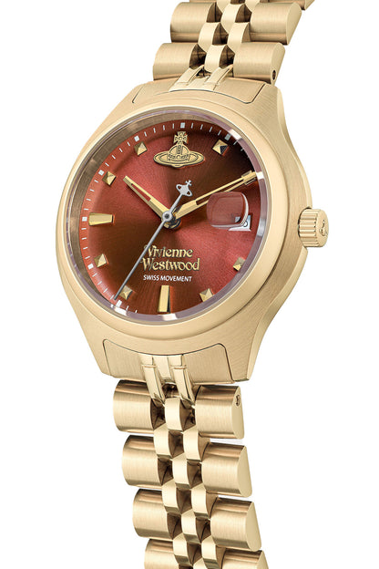 Vivienne Westwood Little Camberwell Red Dial Gold Strap Watch-PEROZ Accessories