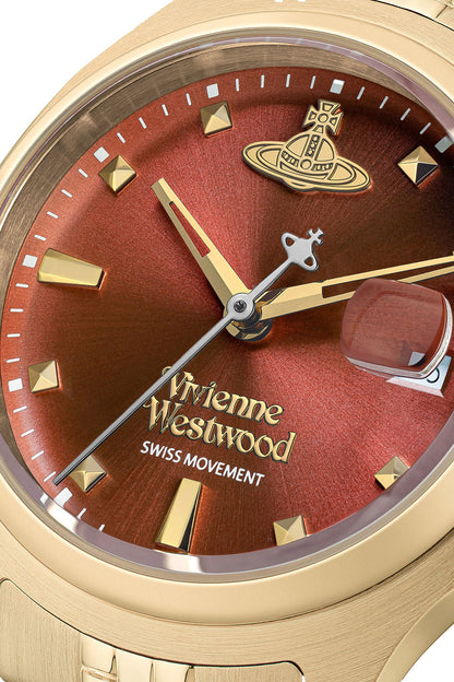 Vivienne Westwood Little Camberwell Red Dial Gold Strap Watch-PEROZ Accessories