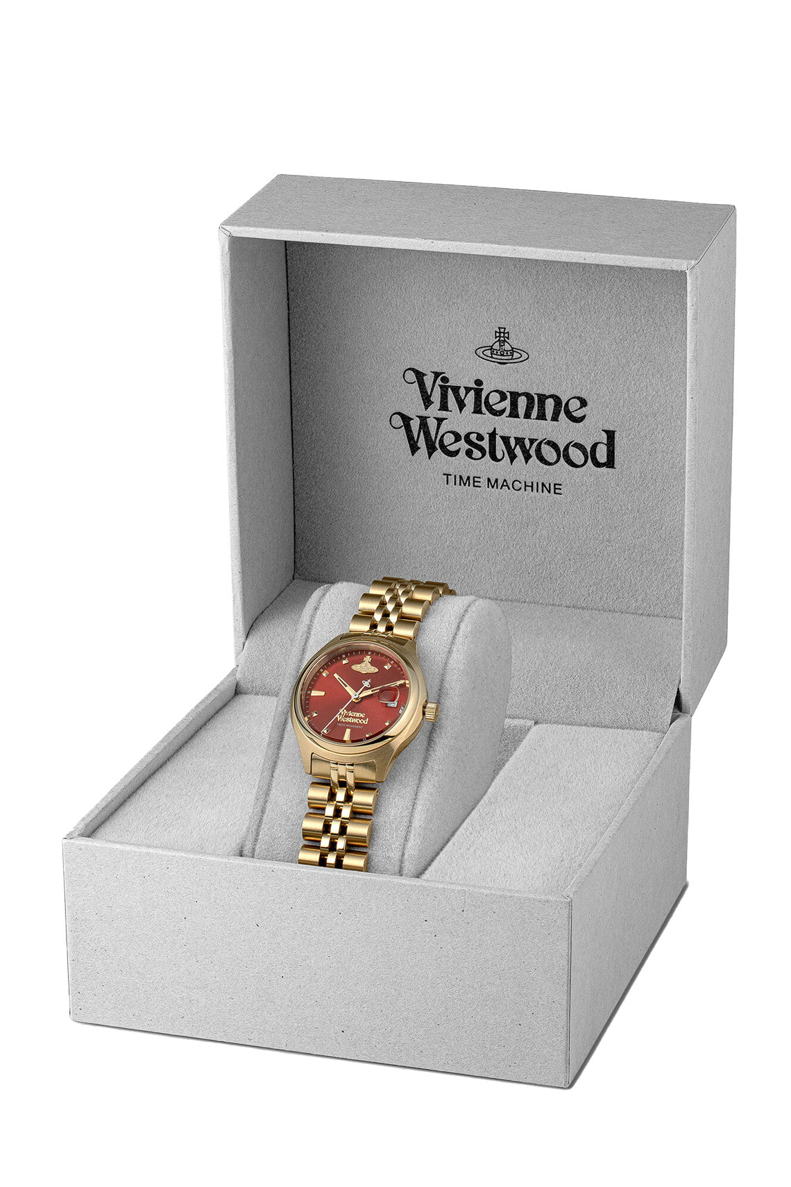 Vivienne Westwood Little Camberwell Red Dial Gold Strap Watch-PEROZ Accessories