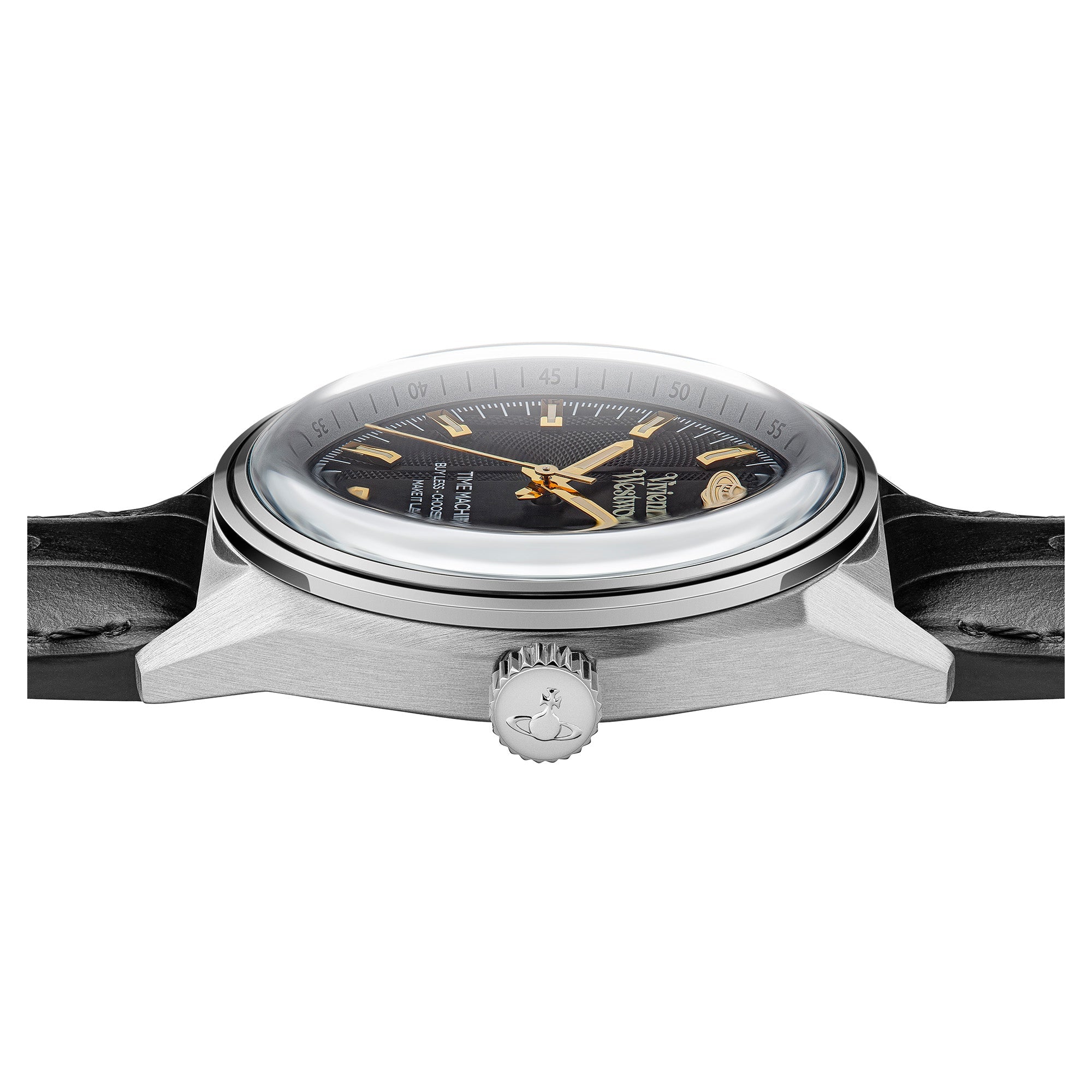Vivienne Westwood Sydenham Watch Black Leather Strap-PEROZ Accessories