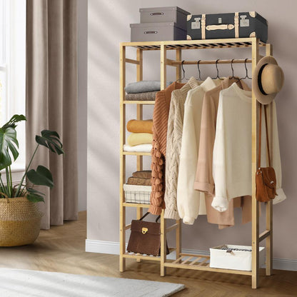 Oikiture Wardrobe with Hanging Clothes and Storage Clothes Organizer Storage Rack Shelves-Wardrobes-PEROZ Accessories