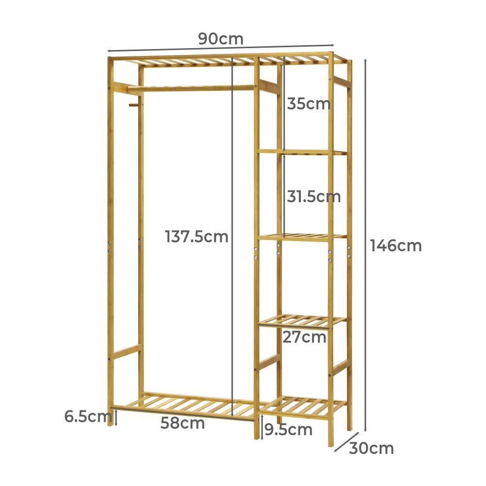 Oikiture Wardrobe with Hanging Clothes and Storage Clothes Organizer Storage Rack Shelves-Wardrobes-PEROZ Accessories