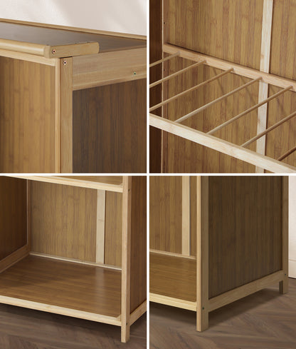 Oikiture Open Wardrobe Clothes Rack 5 Shelves with Hanging Rail-Wardrobe-PEROZ Accessories