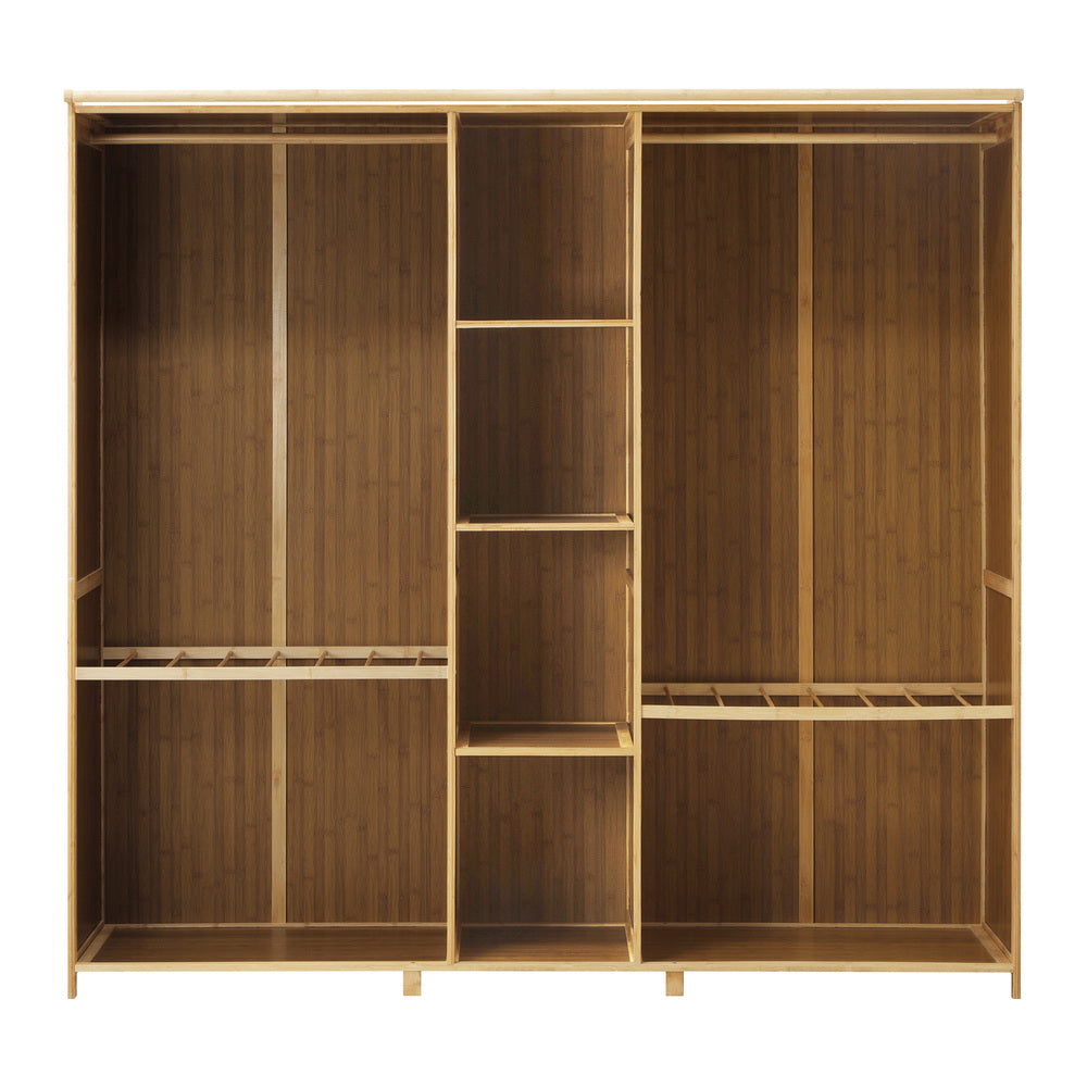 Oikiture Open Wardrobe Clothes Storage Hanging Rail Bamboo-Wardrobe-PEROZ Accessories