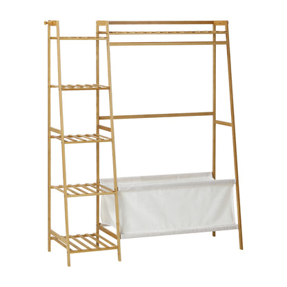 Oikiture Open Wardrobe Organiset with Hanging Rail and Laundry Bag Wardrobe Clothes Rack-Wardrobe-PEROZ Accessories