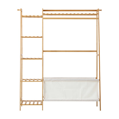 Oikiture Open Wardrobe Organiset with Hanging Rail and Laundry Bag Wardrobe Clothes Rack-Wardrobe-PEROZ Accessories