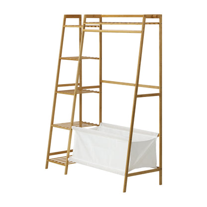 Oikiture Open Wardrobe Organiset with Hanging Rail and Laundry Bag Wardrobe Clothes Rack-Wardrobe-PEROZ Accessories
