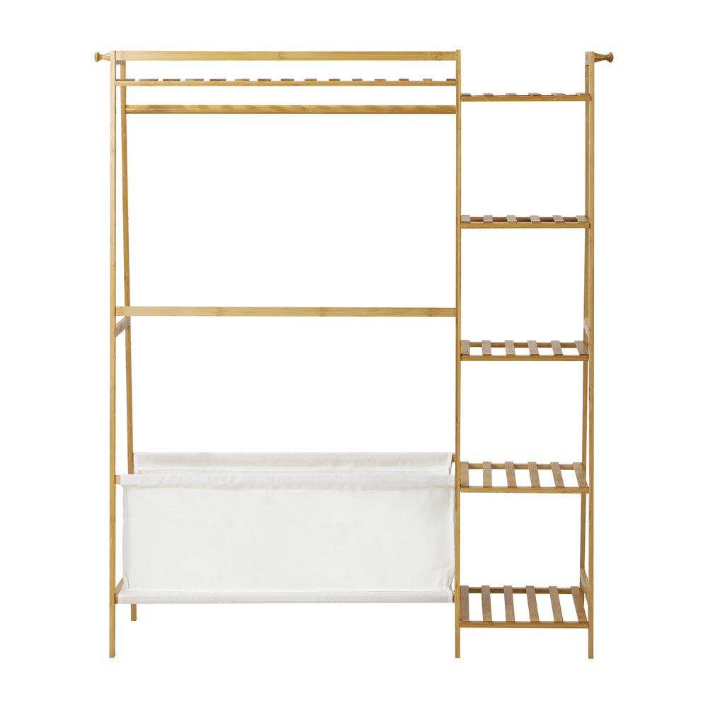 Oikiture Open Wardrobe Organiset with Hanging Rail and Laundry Bag Wardrobe Clothes Rack-Wardrobe-PEROZ Accessories