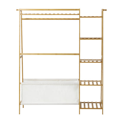 Oikiture Open Wardrobe Organiset with Hanging Rail and Laundry Bag Wardrobe Clothes Rack-Wardrobe-PEROZ Accessories