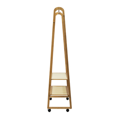 Oikiture Clothes Rack Bamboo Hanging Rail Portable Wheels-Wardrobe-PEROZ Accessories