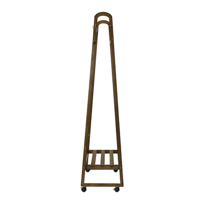 Oikiture Clothes Rack Hanging Rail Bamboo Portable Wheels-Wardrobe-PEROZ Accessories