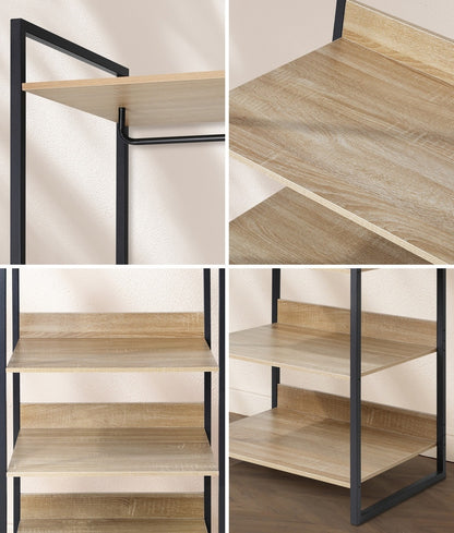 Oikiture Clothes Rack Open Wardrobe 4 shelves Hanging Rail Metal-Wardrobe-PEROZ Accessories