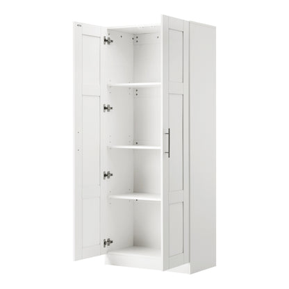 Oikiture Wardrobe Large 2 Doors 4 Shelves White-Wardrobe-PEROZ Accessories