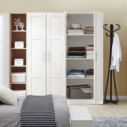 Oikiture Wardrobe Large 2 Doors 4 Shelves White-Wardrobe-PEROZ Accessories