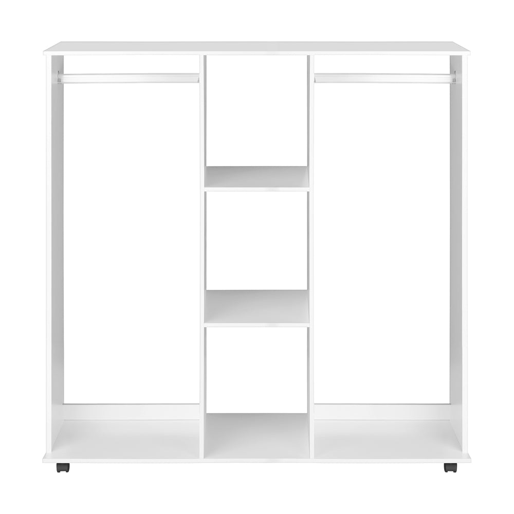Oikiture Portable Double Wardrobe Storage Shelves Organizer Clothes Rack Hanger-Wardrobe-PEROZ Accessories