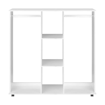 Oikiture Portable Double Wardrobe Storage Shelves Organizer Clothes Rack Hanger-Wardrobe-PEROZ Accessories