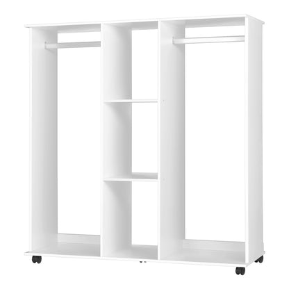 Oikiture Portable Double Wardrobe Storage Shelves Organizer Clothes Rack Hanger-Wardrobe-PEROZ Accessories