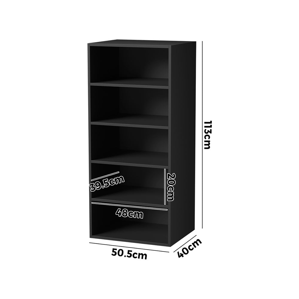 Oikiture Wardrobe Shelf Unit 5 Shelves Black-Wardrobe-PEROZ Accessories